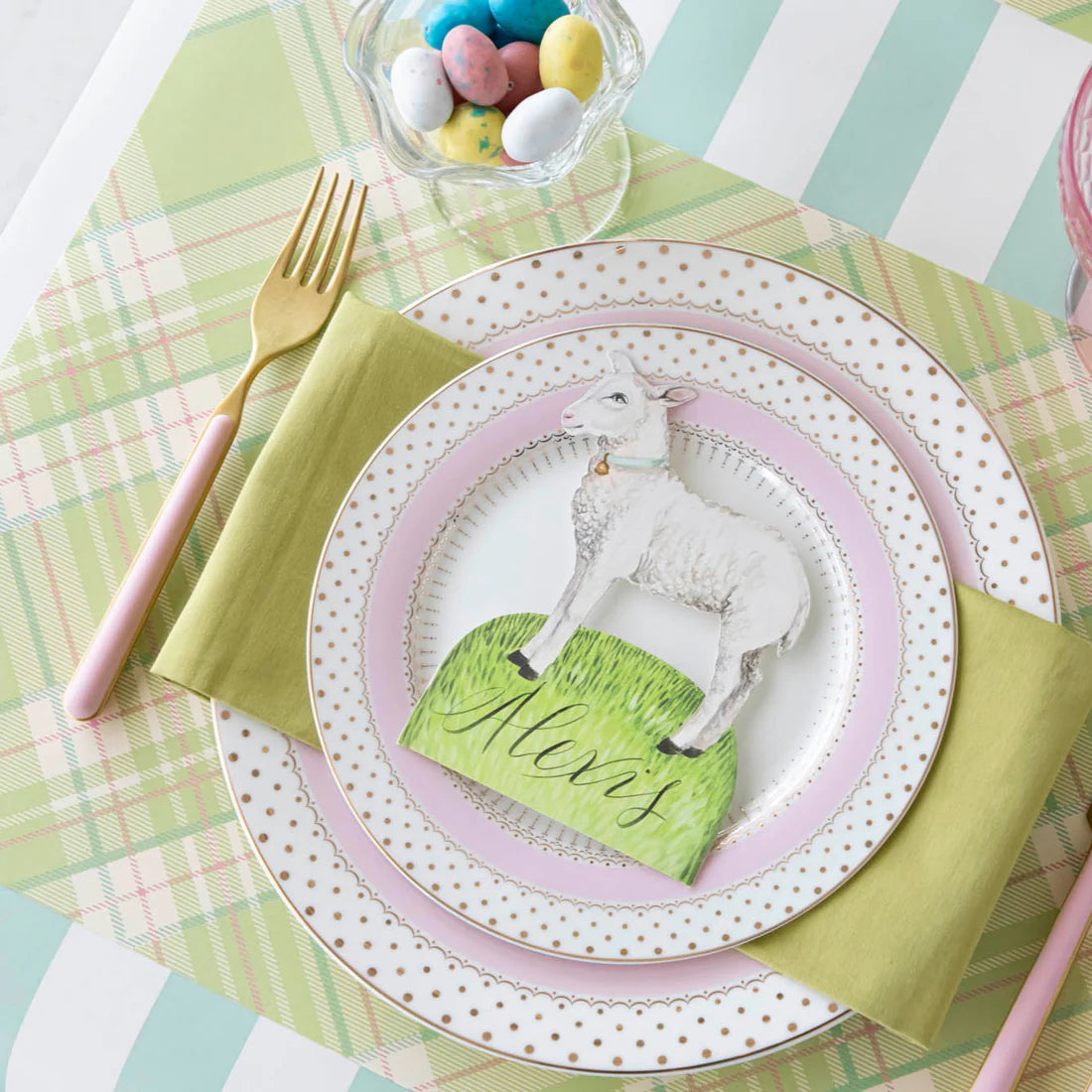 Bright Green Plaid Placemat