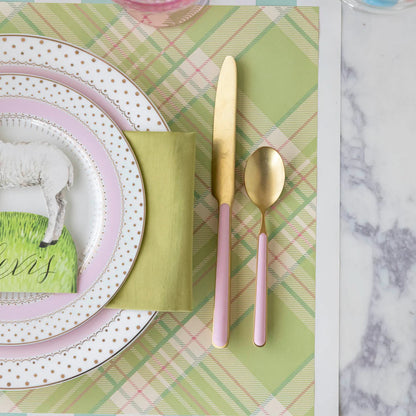 Bright Green Plaid Placemat