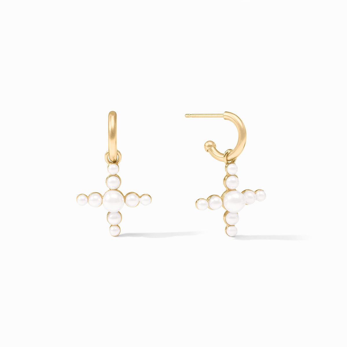 Julie Vos Gumdrop Cross Hoop & Charm Earring, Pearl