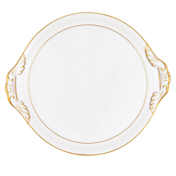 Golden Edge Round Tray with Handles