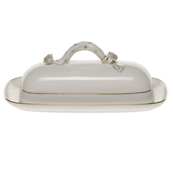 Golden Edge Butter Dish with Branch, Motif 2