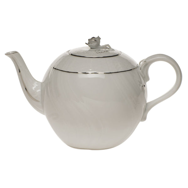 Platinum Edge Tea Pot with Rose, Motif 9