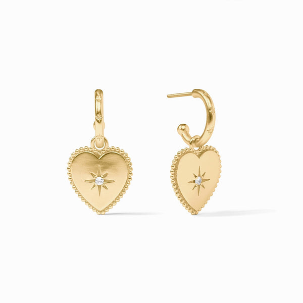 Heart Hoop & Charm Earring - Cubic Zirconia