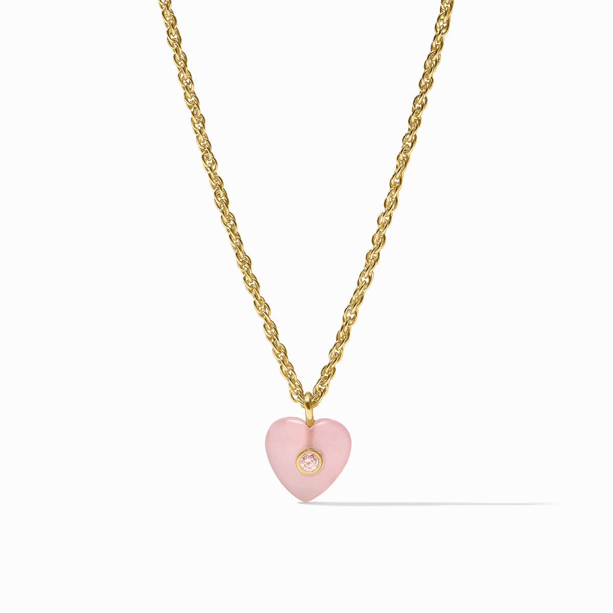 Julie Vos Heart Delicate Necklace, Pink Quartz