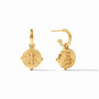 Mother of Pearl Honeybee Hoop and Charm Earring