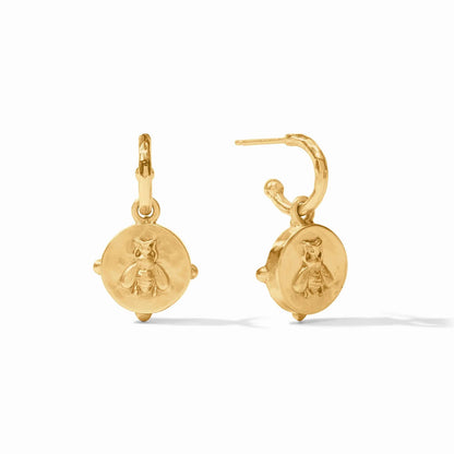 Mother of Pearl Honeybee Hoop and Charm Earring
