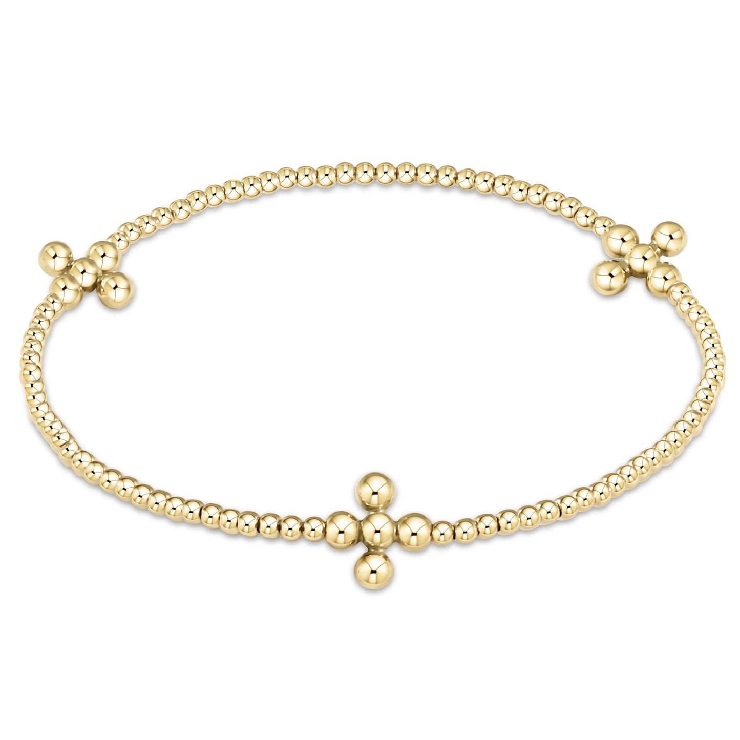 beaded 3mm gold signature cross gold bracelet