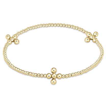 beaded 3mm gold signature cross gold bracelet