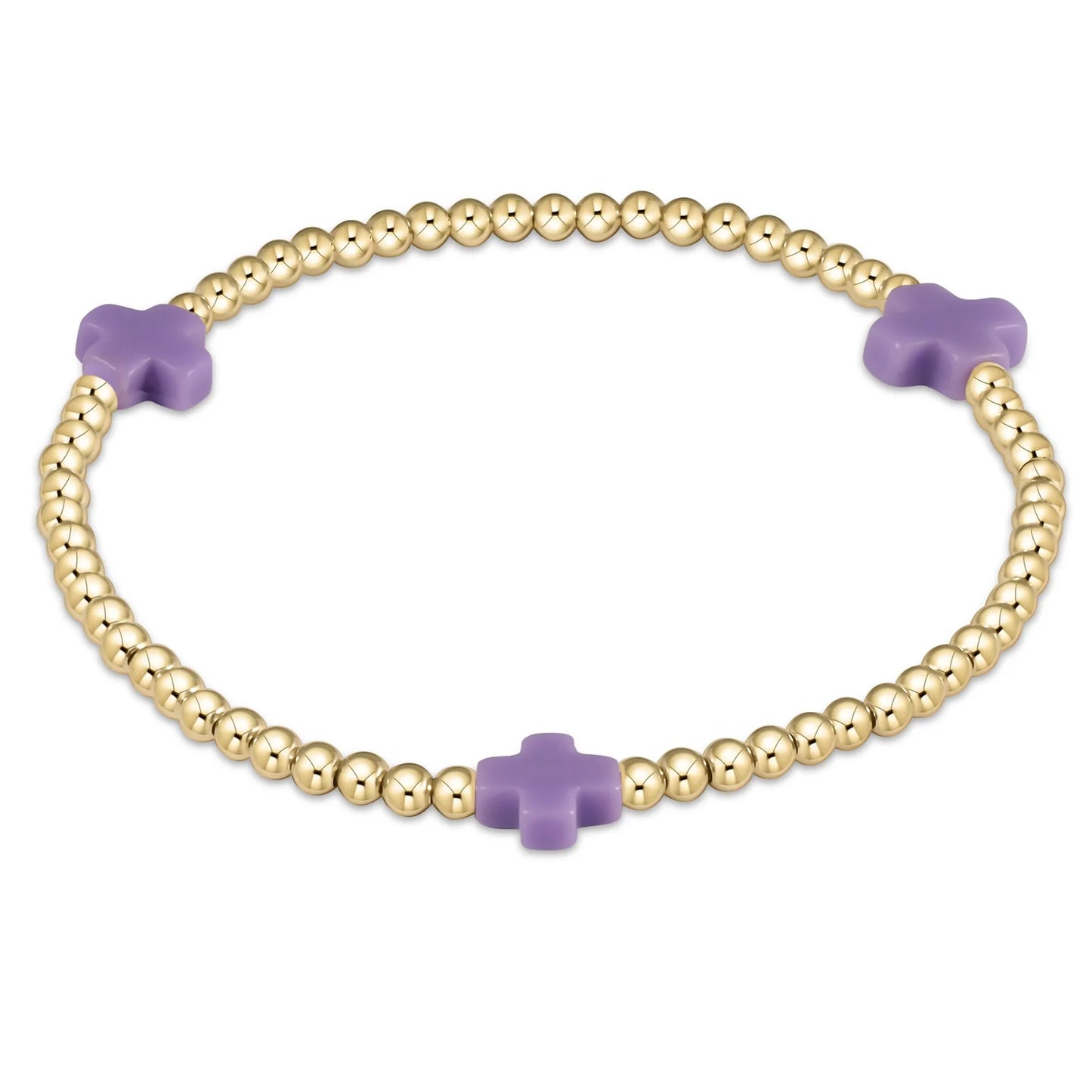 Color Signature Cross 3mm Gold Bead Bracelet