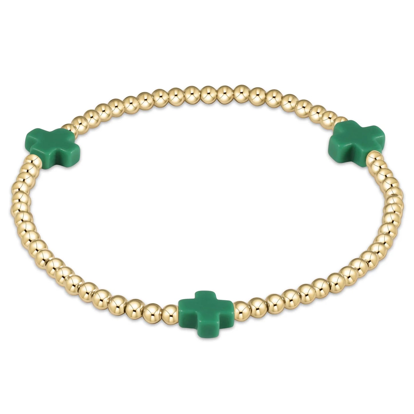 Color Signature Cross 3mm Gold Bead Bracelet