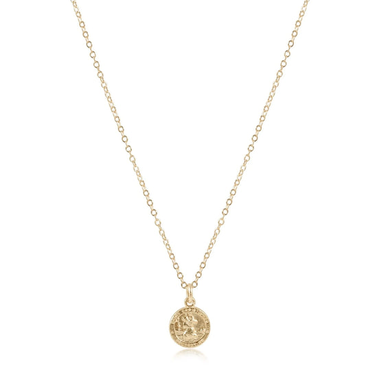 16" Necklace Gold -Protection Gold Disc