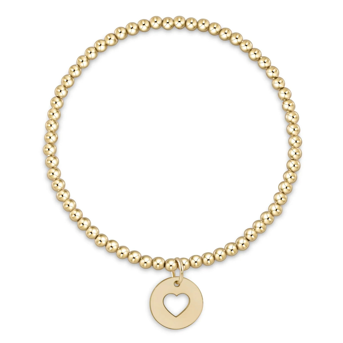 classic gold 3mm bead bracelet - love gold disc