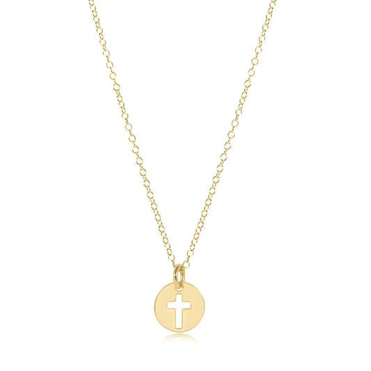 16" necklace gold - blessed small gold disc