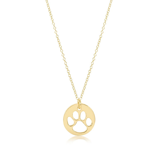 16" necklace gold - paw print gold disc