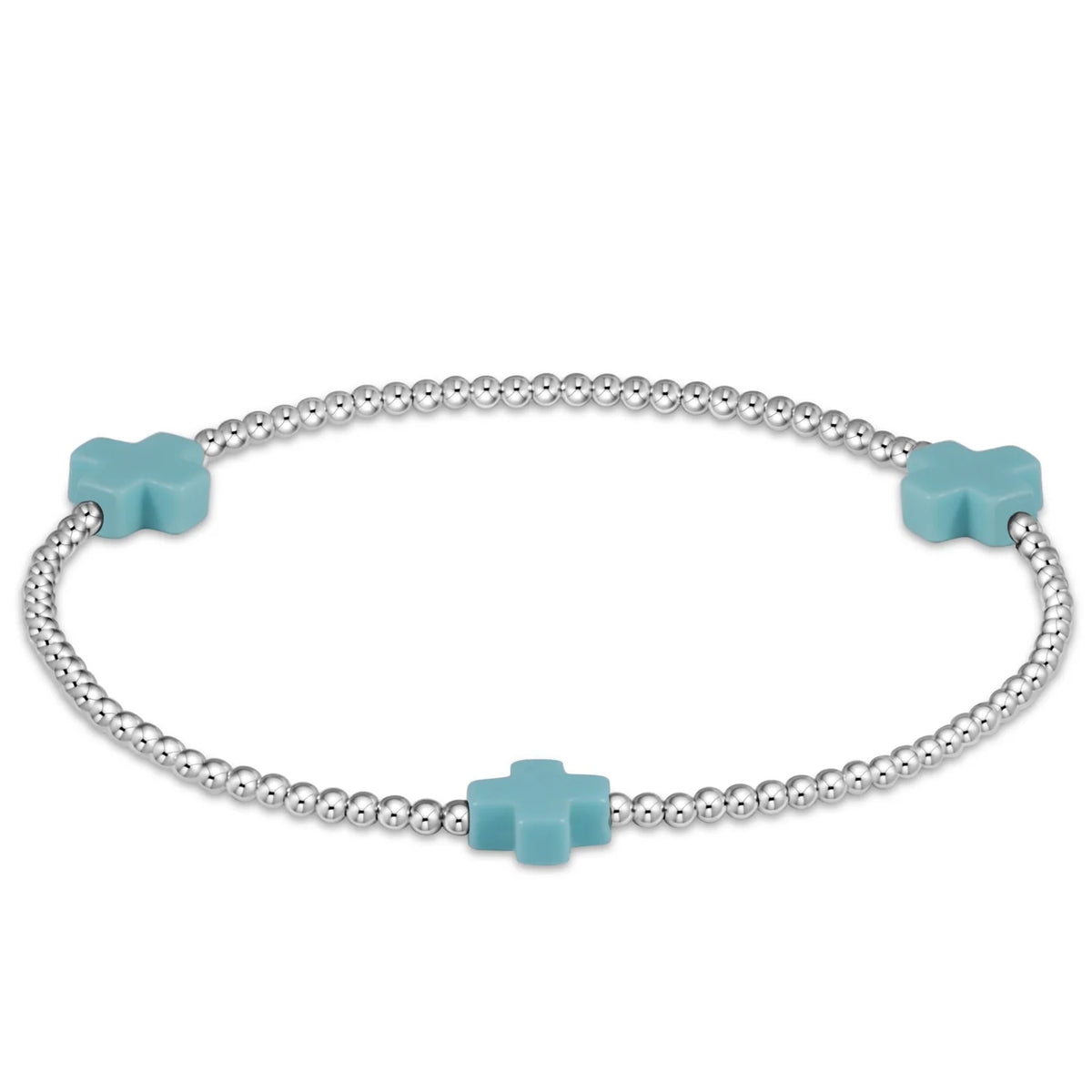 signature cross sterling pattern 2mm bead bracelet