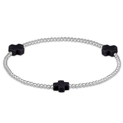 signature cross sterling pattern 2mm bead bracelet