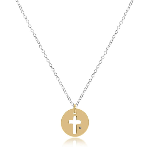 16 "Necklace Sterling Mixed Metal- Blessed Gold Disc
