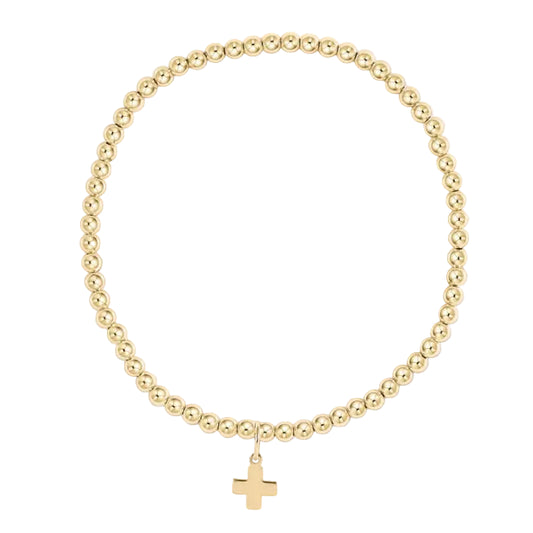 enewton Extends - Classic Gold 3mm Bead Bracelet - Signature Cross Gold Charm