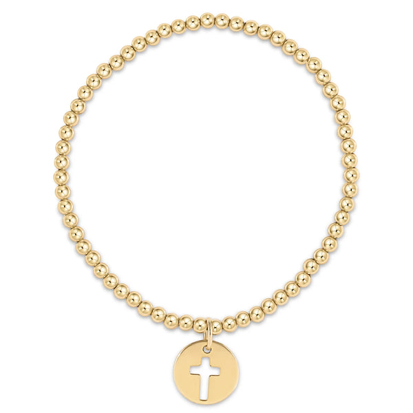 classic gold 3mm bead bracelet - disc charm