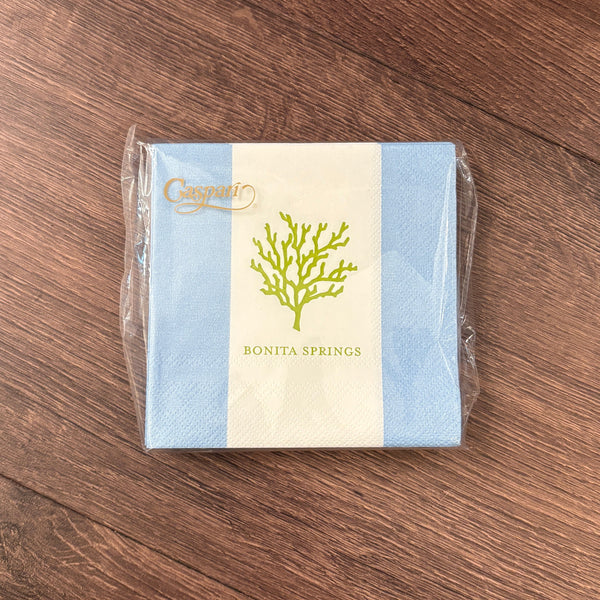 Bonita Springs Coral Light Blue Cocktail Napkins