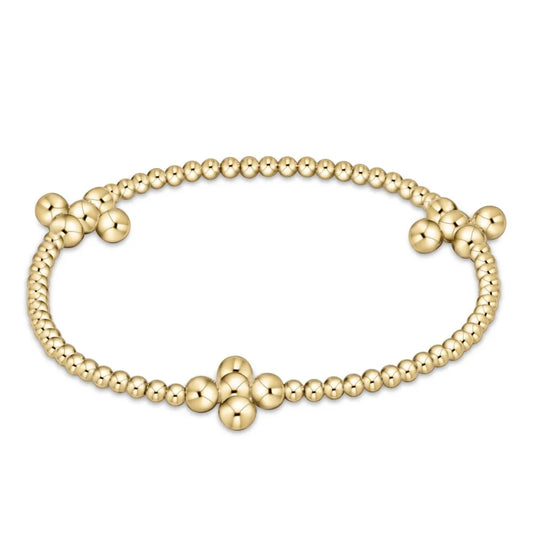 enewton Extends - Signature Cross Gold Pattern 2.5mm Bead Bracelet - Classic Beaded Signature Cross Gold - 4mm Bead Gold