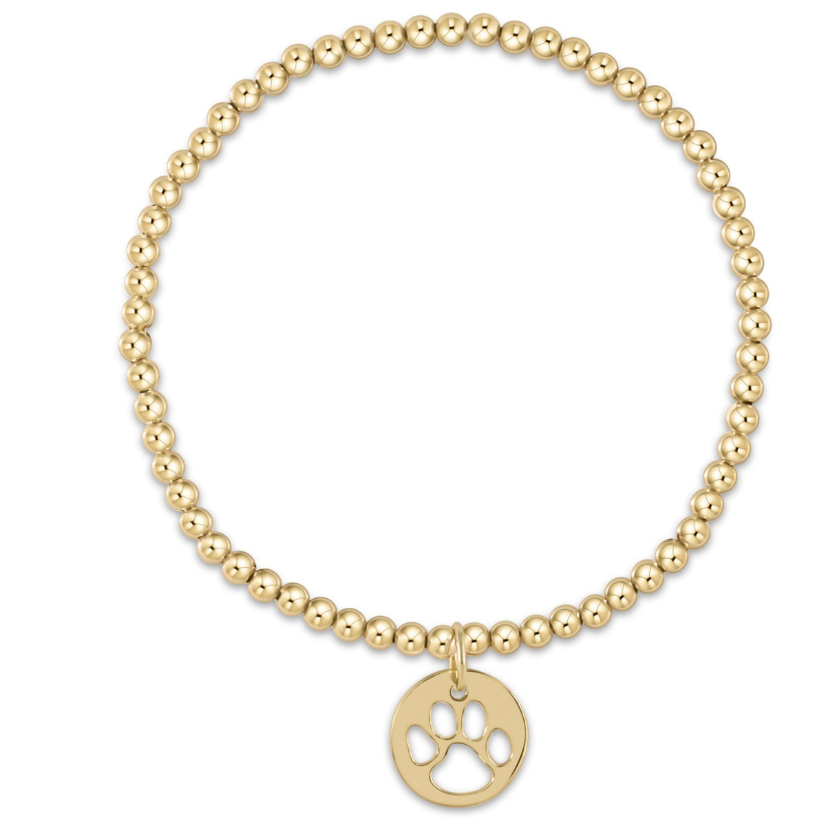 extends classic gold 3mm bracelet - paw print gold disc