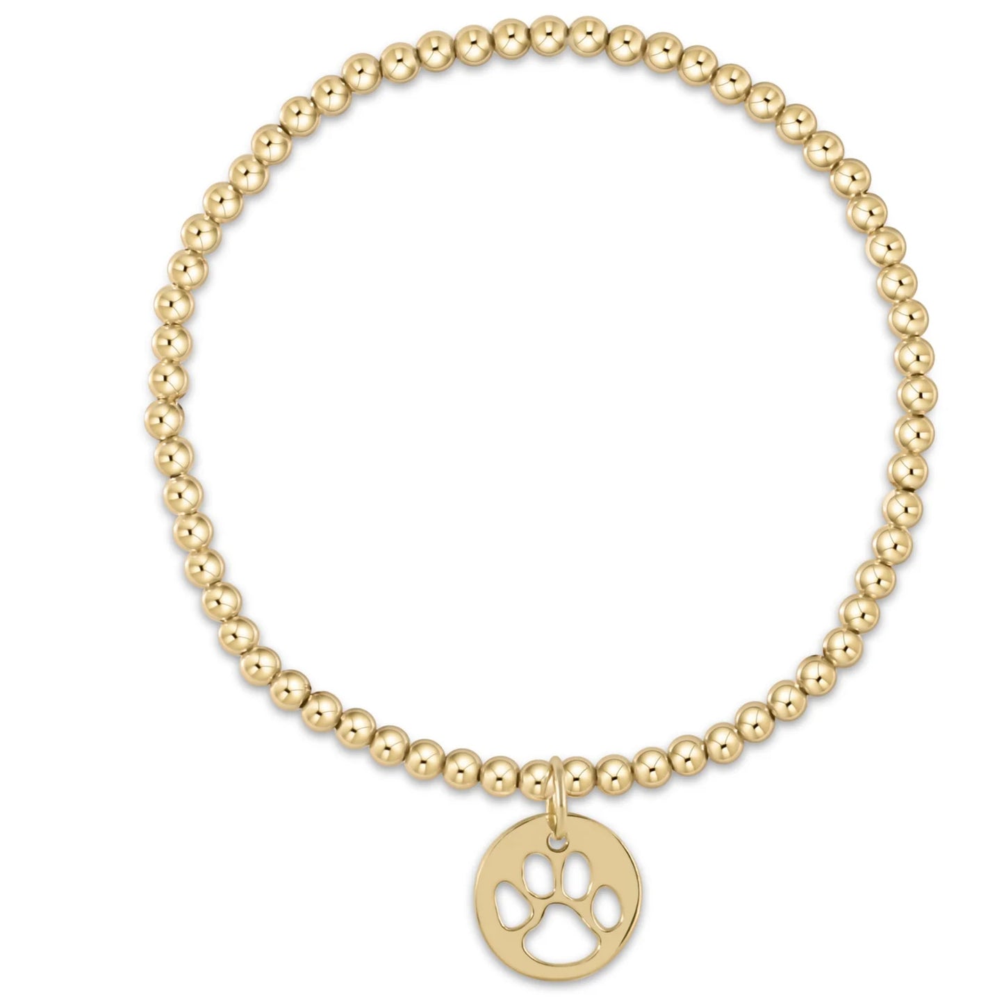 classic gold 3mm bead bracelet - disc charm