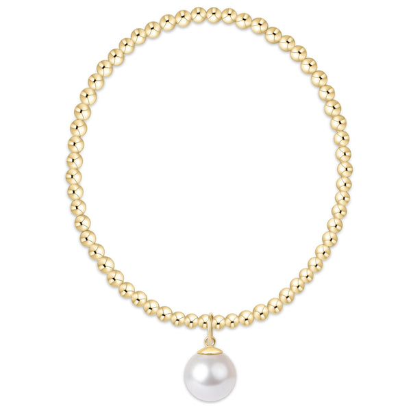 Classic Gold 3mm Bracelet - Classic Pearl 10mm Charm