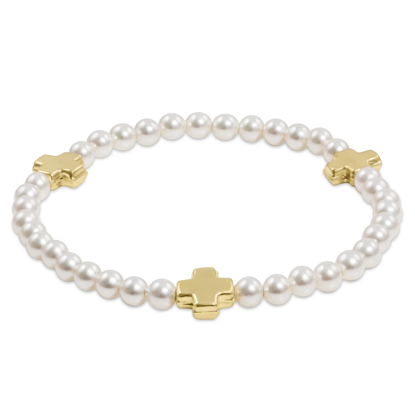 egirl signature cross small pearl bracelet - gold