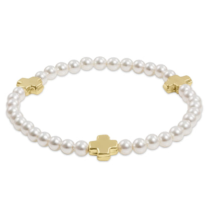 egirl signature cross small pearl bracelet - gold