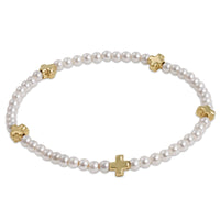 egirl signature cross small pearl bracelet - gold