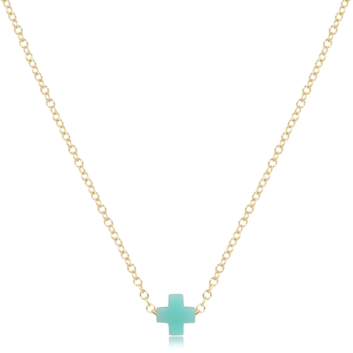 16" necklace gold - signature cross small