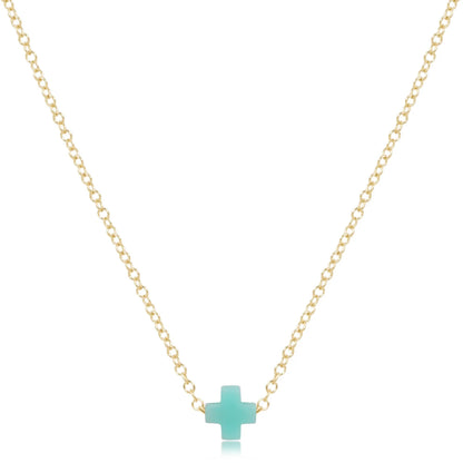 16" necklace gold - signature cross small