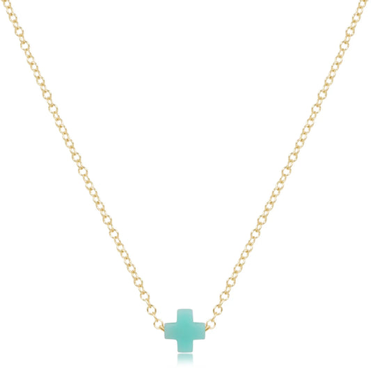 16" necklace gold - signature cross small
