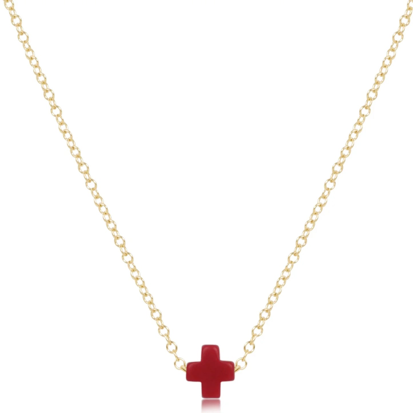 16" necklace gold - signature cross small
