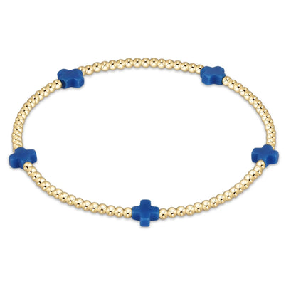 Color Signature Cross 2mm Gold Bead Bracelet