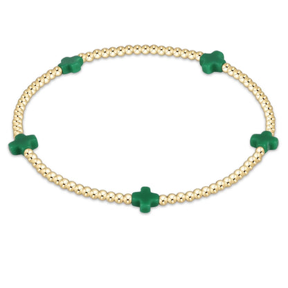Color Signature Cross 2mm Gold Bead Bracelet