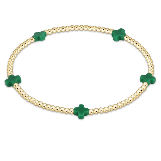 Color Signature Cross 2mm Gold Bead Bracelet