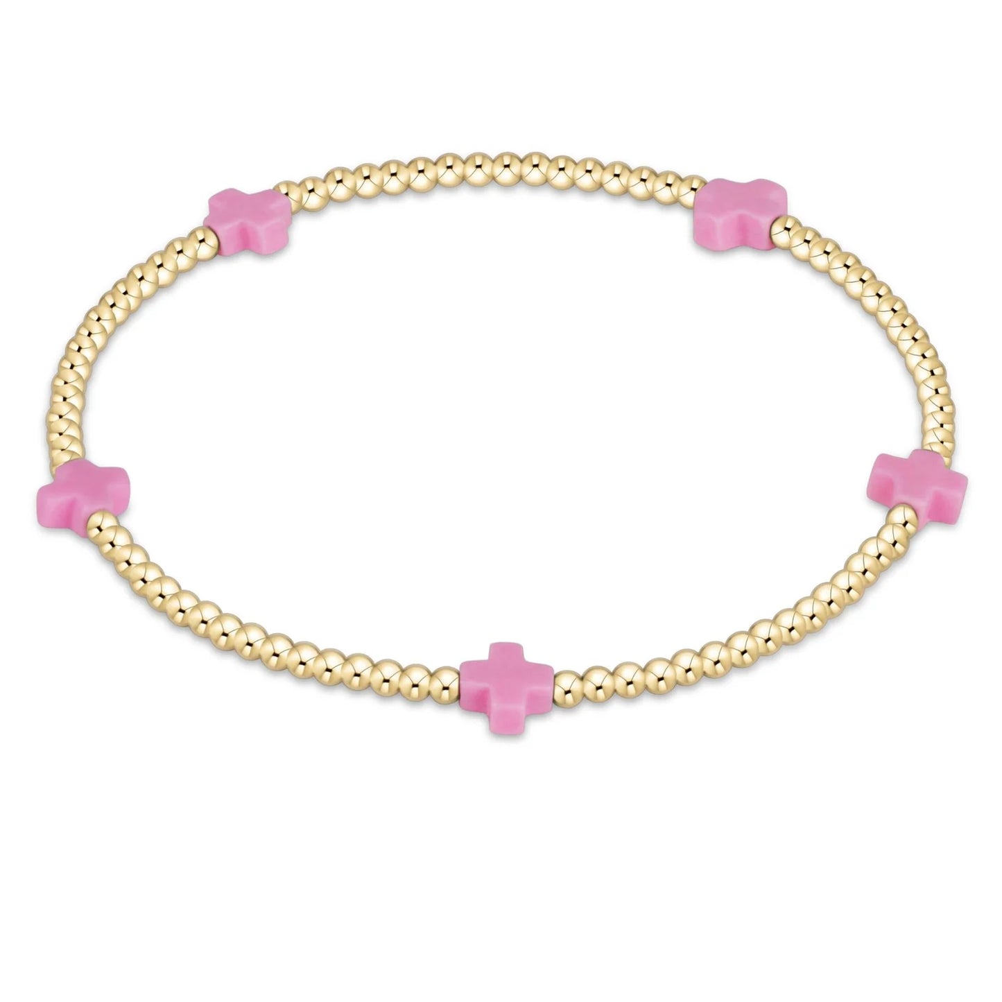 egirl signature cross small gold pattern 2mm bead bracelet