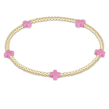 egirl signature cross small gold pattern 2mm bead bracelet