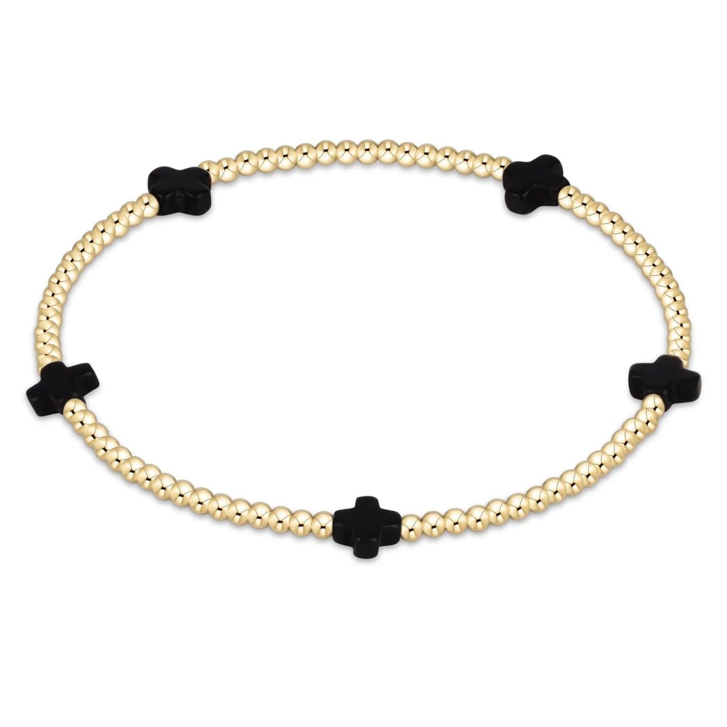 Color Signature Cross 2mm Gold Bead Bracelet