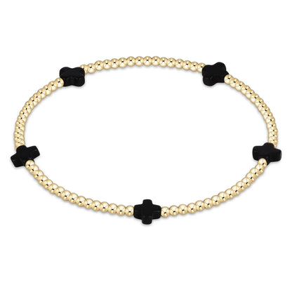 Color Signature Cross 2mm Gold Bead Bracelet