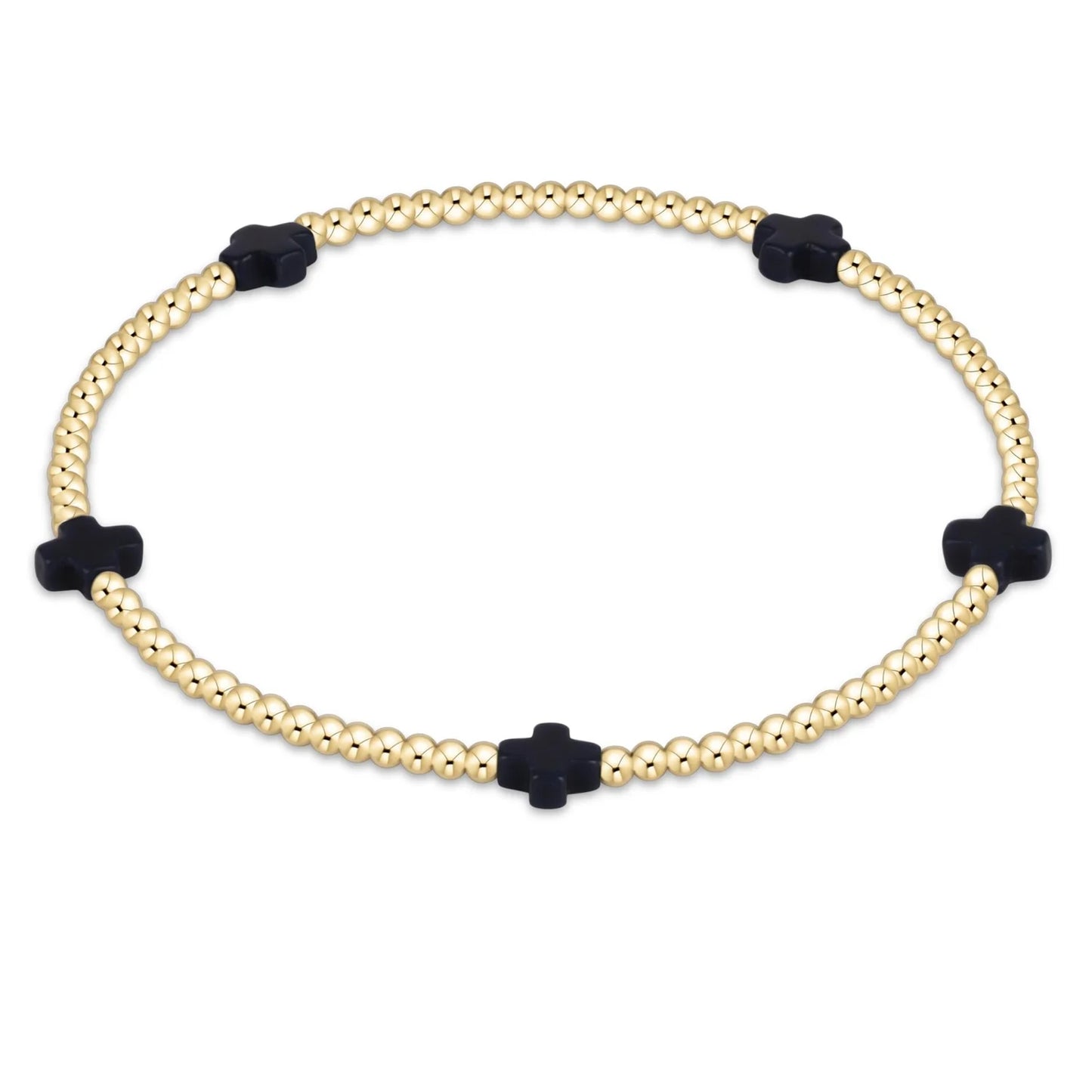 Color Signature Cross 2mm Gold Bead Bracelet