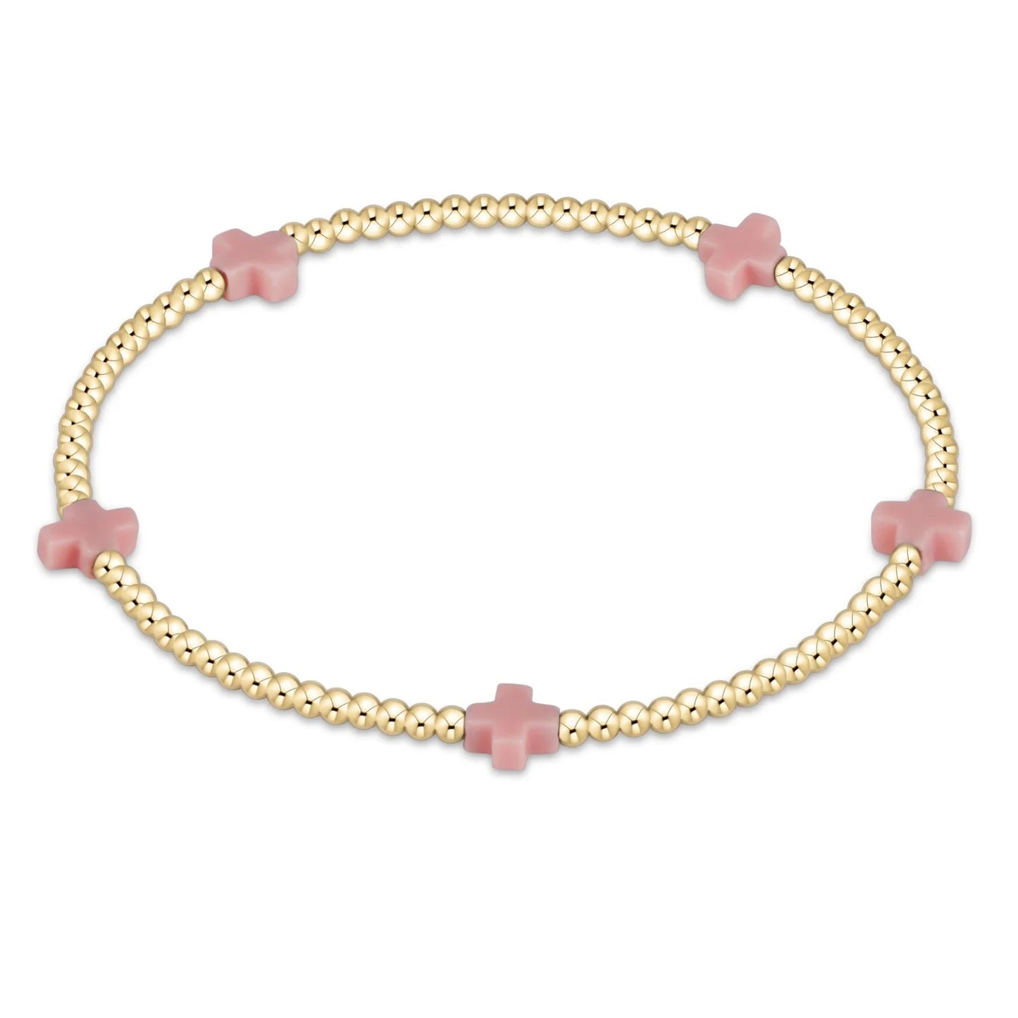 egirl signature cross small gold pattern 2mm bead bracelet
