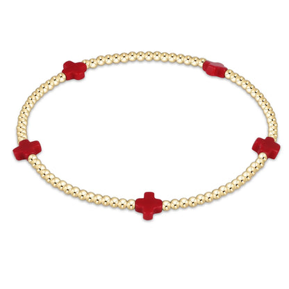 Color Signature Cross 2mm Gold Bead Bracelet