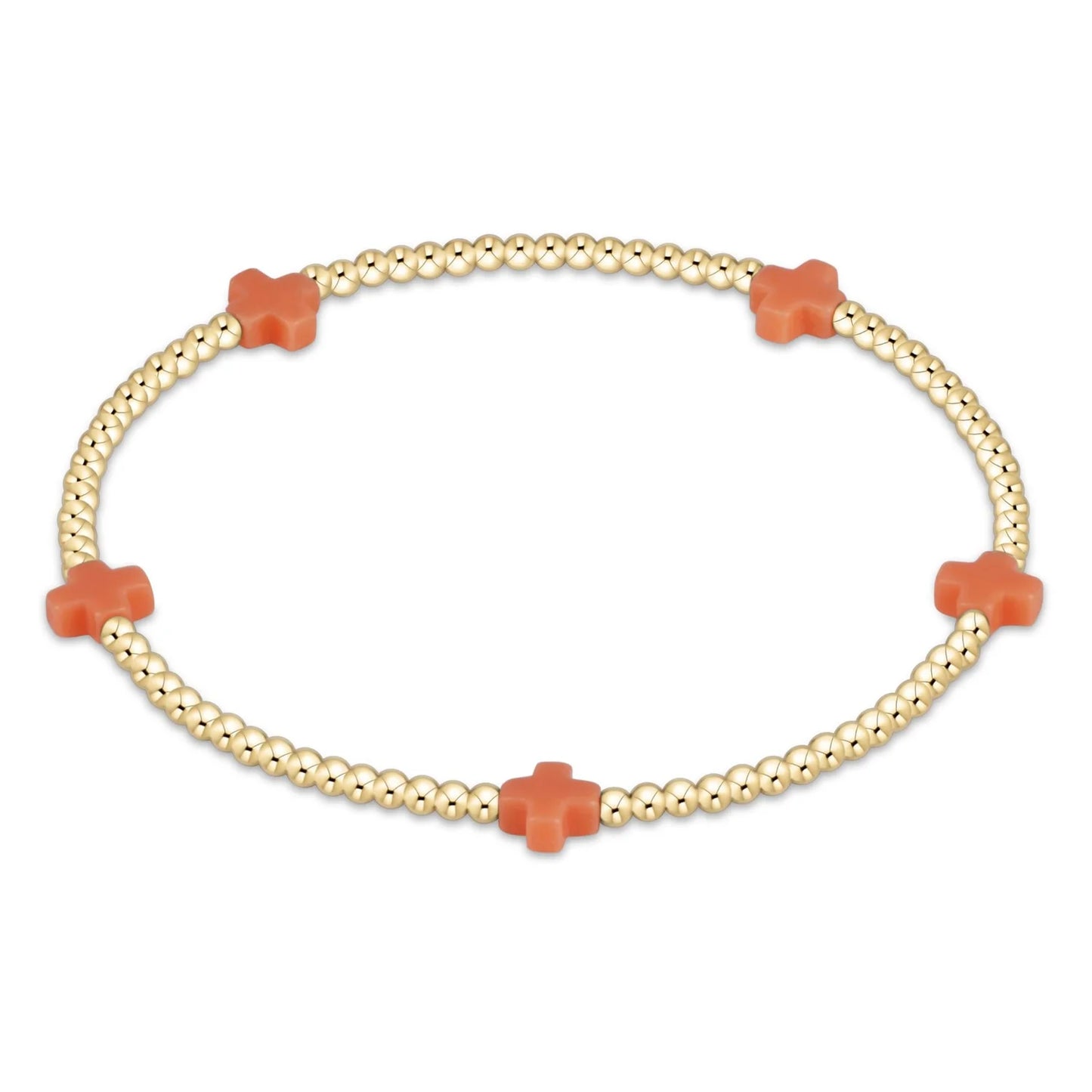 Color Signature Cross 2mm Gold Bead Bracelet