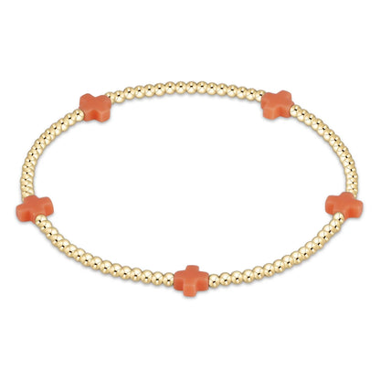 Color Signature Cross 2mm Gold Bead Bracelet