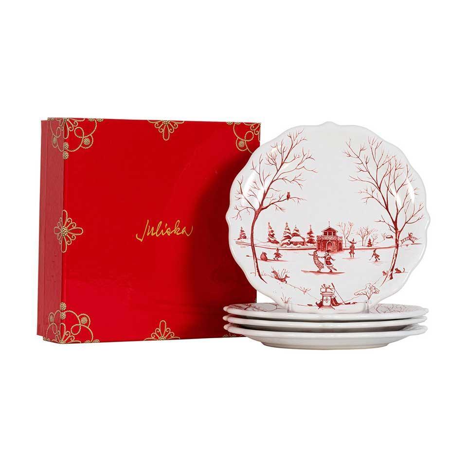 Country Estate Winter Frolic Party Plate Assorted Set/4