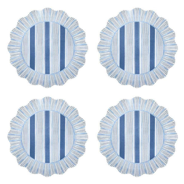 Cabana Stripe Melamine Dessert/Salad Plate Set/4 - Ocean