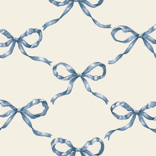 Heirloom Blue Bow Cocktail Napkin